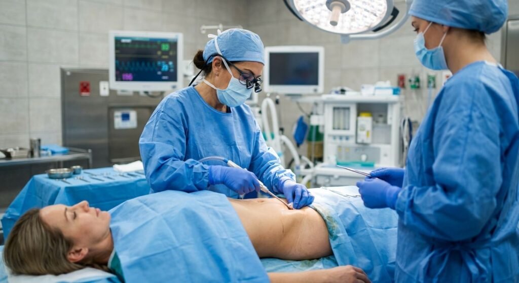 Lipoaspiração de revisão para correção de irregularidades